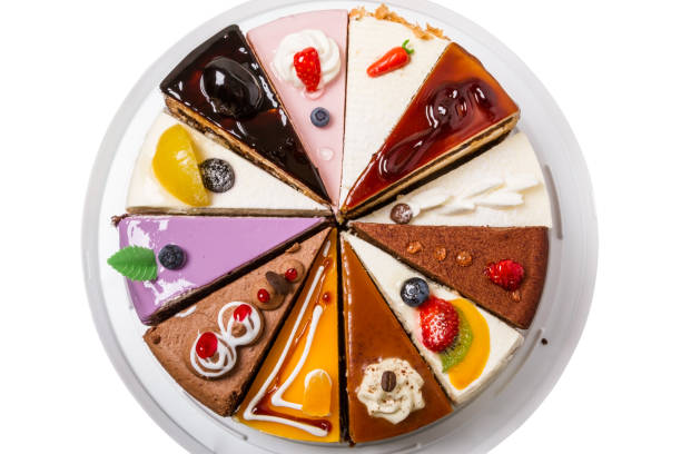 istock Different pieces of cake top view 645347128