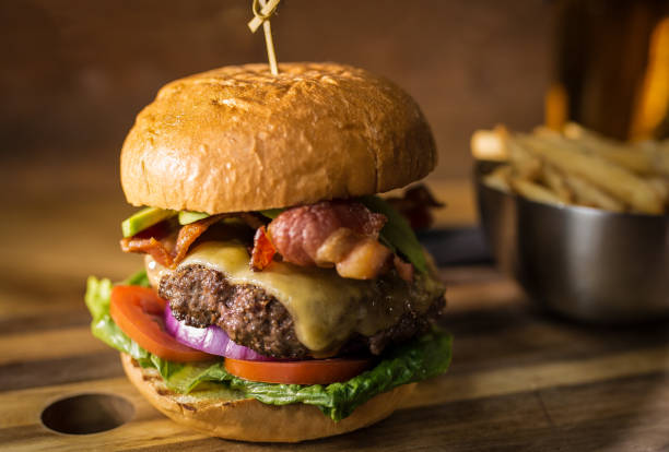 istock Hamburger Fries and Beer 645357282