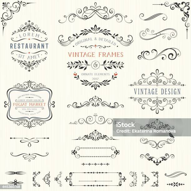 Ornate Design Elements Stock Illustration - Download Image Now - Border - Frame, Filigree, Flourish - Art