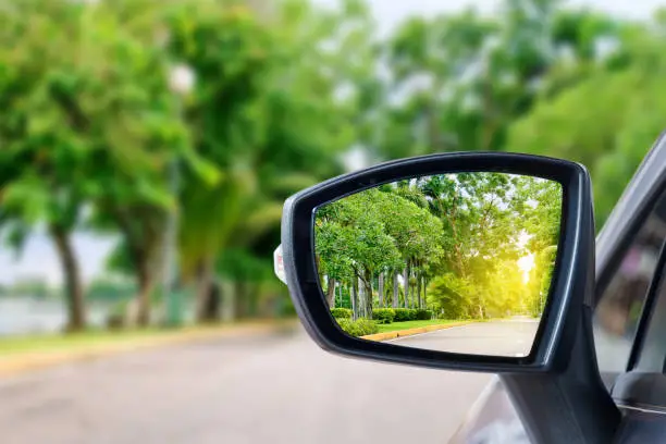 side rear-view mirror on a car.