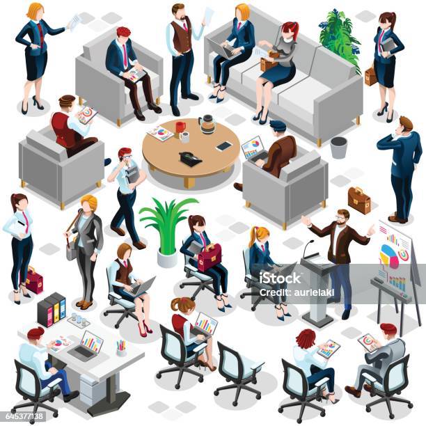 Isometric People Business Crowd Icon 3d Set Vector Illustration Stock Illustration - Download Image Now