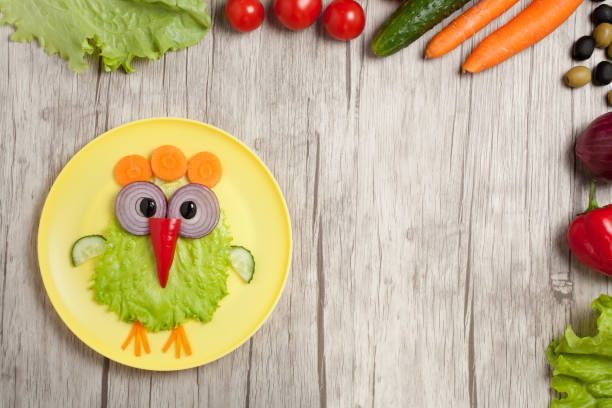 istock Chicken made of vegetables on table with ingredients 645380662