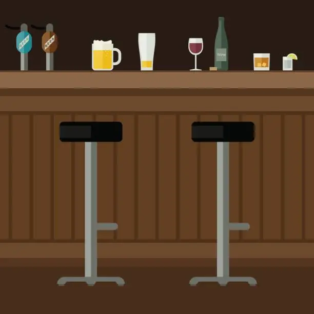 Vector illustration of Bar interior with counter.