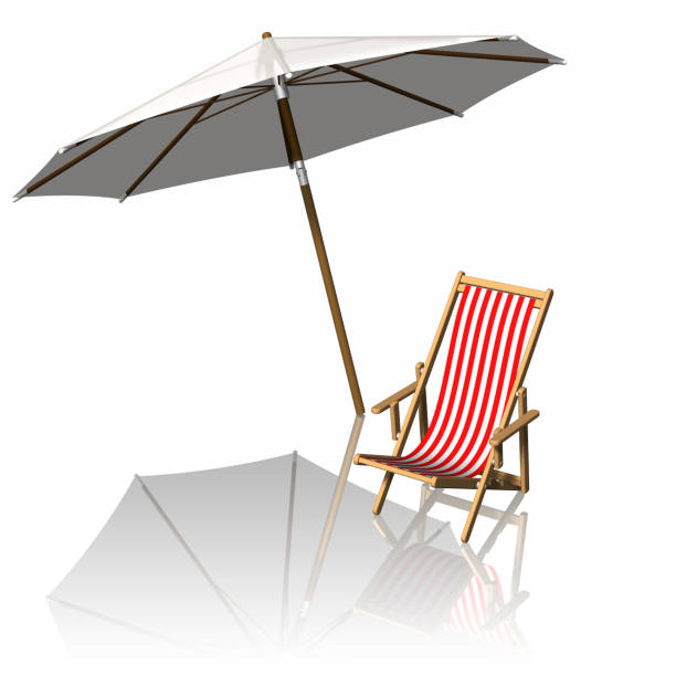 Summer, vacation. Deck chair with umbrella.