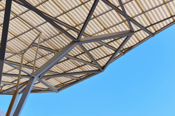istock Truss Structure of industrial, construction roof 645384108