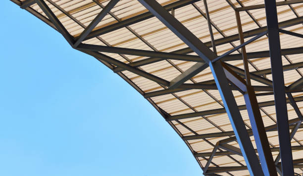 istock Truss Structure of industrial, construction roof 645384110
