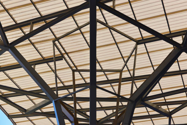 istock Truss Structure of industrial, construction roof 645384122