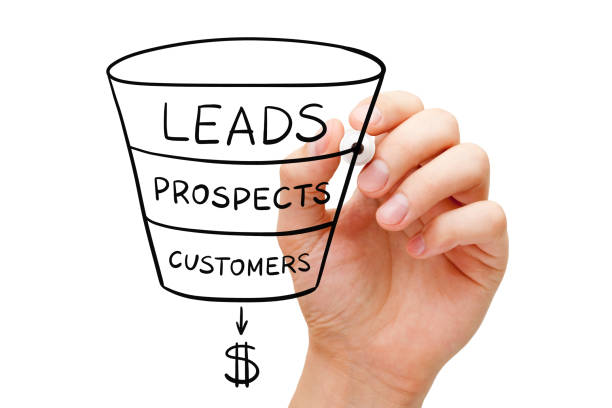 Sales Funnel Business Concept Hand drawing sales funnel business concept with black marker on transparent glass board. transparent wipe board stock pictures, royalty-free photos & images