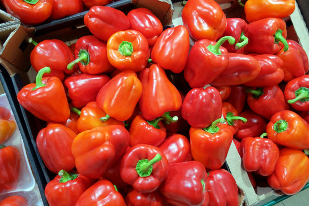istock Red Peppers in supermarkets 645387236