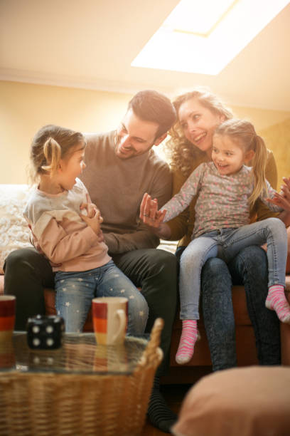 istock Happy family at home. 645393936