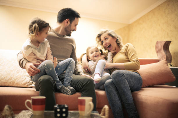 istock Happy family at home. 645394070