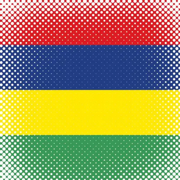 Vector illustration of Half Tone Flag - Mauritius