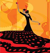 istock abstract red-black woman and flamenco 645400548