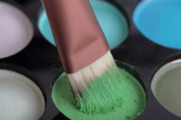 Makeup brush eye shadow cosmetics close up