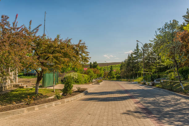 istock Asphalt roads in the Romanian village 645404766