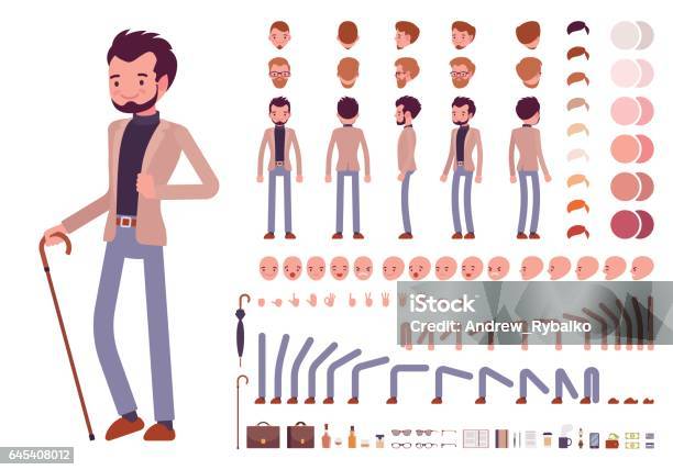 Smart Casual Male Character Creation Set Stock Illustration - Download Image Now - Characters, Group Of Objects, Icon Set