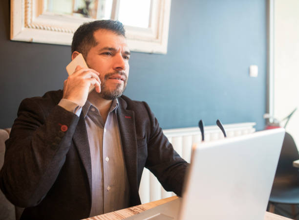 istock Businessman in cafe bar 645408252