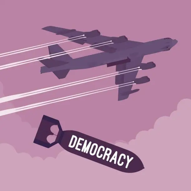 Vector illustration of Bomber and Democracy bombing
