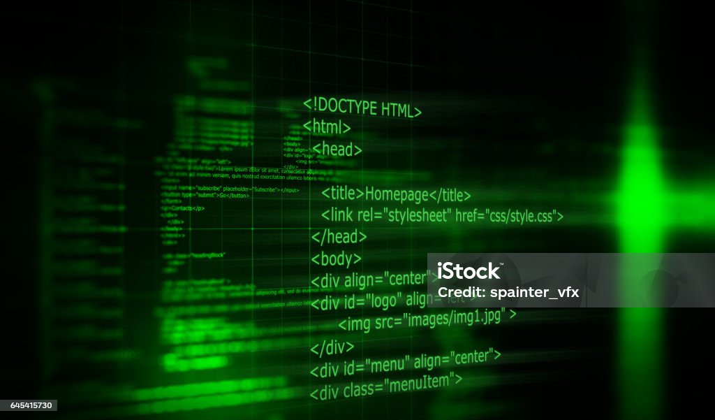 Html Code Programming Software Background 3d Render Stock Photo ...