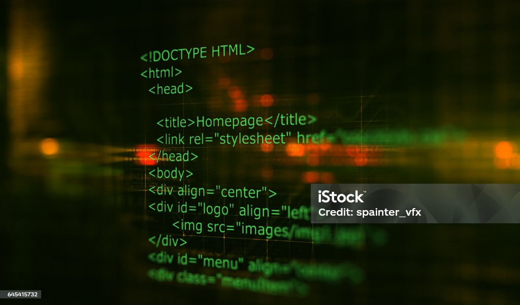 Html Code Programming Software Background 3d Render Stock Photo ...