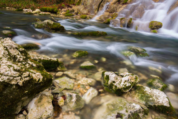 istock Pristine waterfalls deep in the woods, on a bright sunny day in spring 645422628