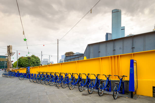 stazione di melbourne bike share - travel hire bicycle australia foto e immagini stock