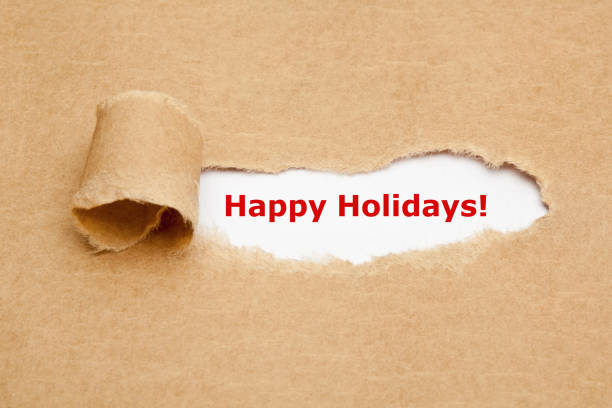 istock Happy Holidays Torn Paper Concept 645426368