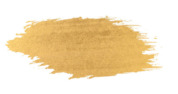 istock Gold watercolor texture paint stain shining brush stroke 645426542