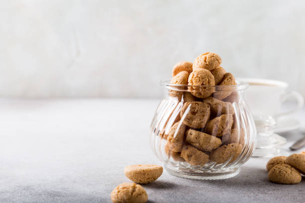 istock Amaretti cookies with white cup of coffee 645435546