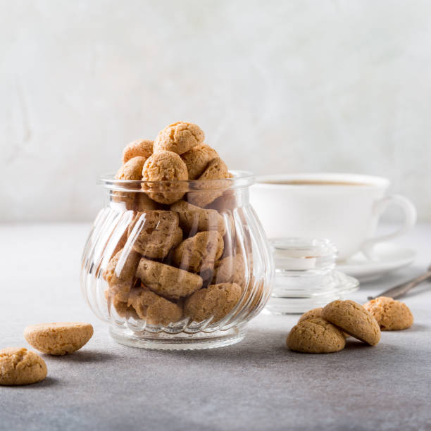 istock Amaretti cookies with white cup of coffee 645435576