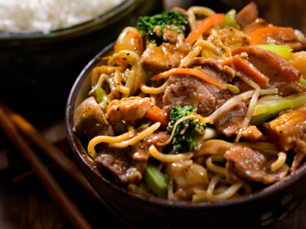 istock Mixed Meat, Seafood and Vegetable Stir Fry 645458992