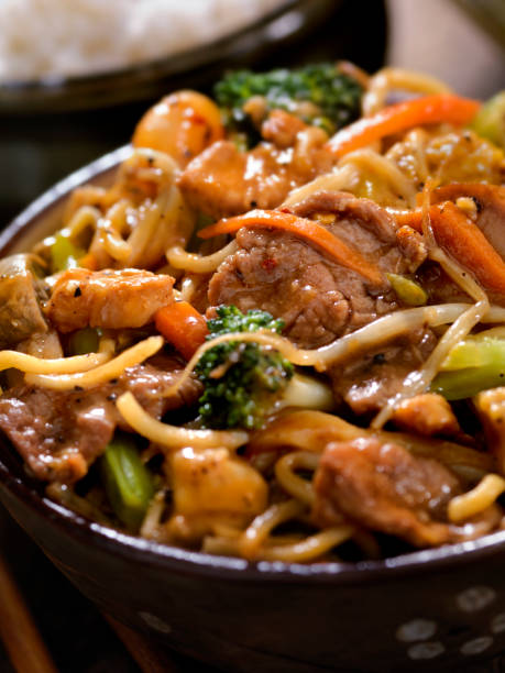 istock Mixed Meat, Seafood and Vegetable Stir Fry 645458996