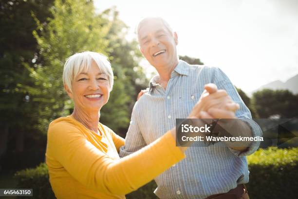 Senior Couple Dancing In Park Stock Photo - Download Image Now - Dancing, Senior Adult, Senior Couple