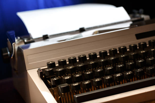 istock Typewriter with latin alphabet in closeup 645465322