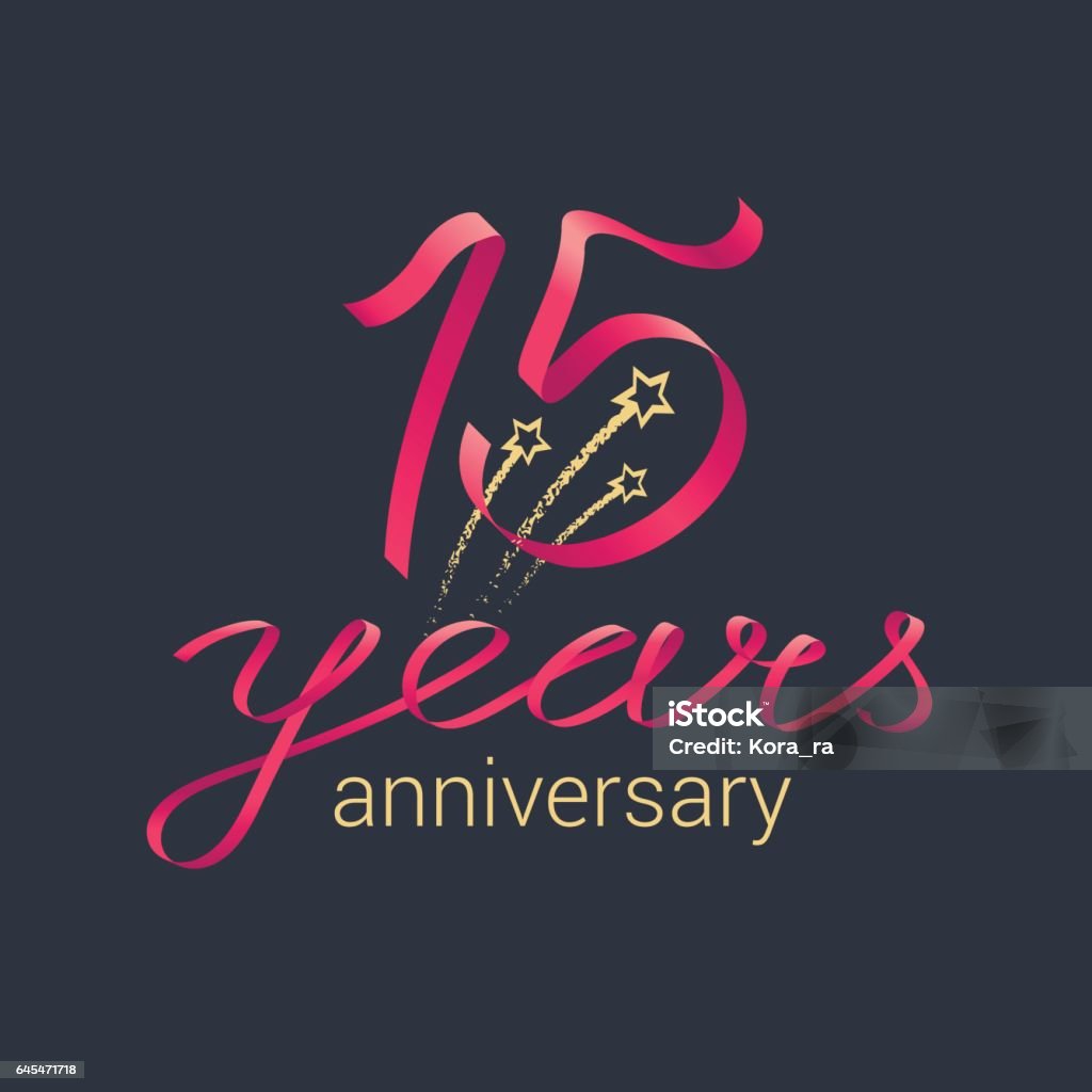 15 años aniversario vector icono, logotipo - arte vectorial de Acontecimiento libre de derechos