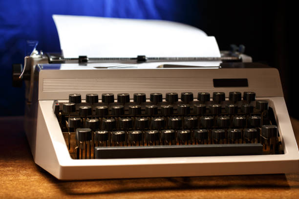 istock Typewriter with latin alphabet in closeup 645475216