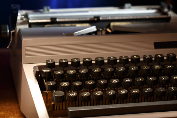 istock Typewriter with latin alphabet in closeup 645477512