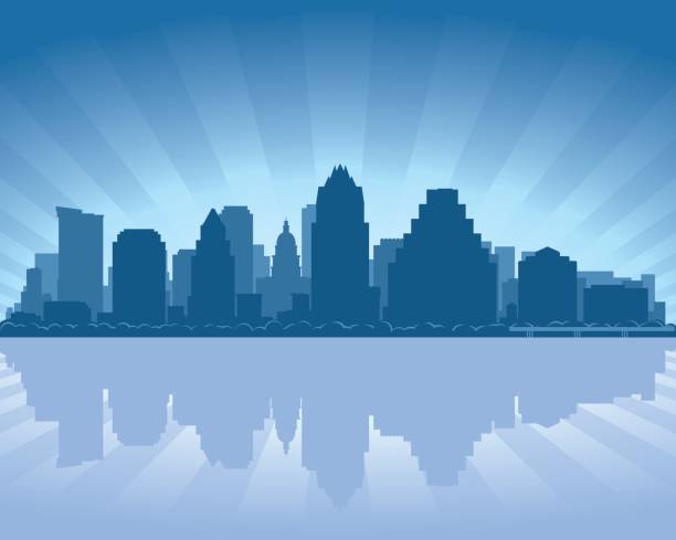 austin texas city skyline silhouette - austin texas stock-grafiken, -clipart, -cartoons und -symbole