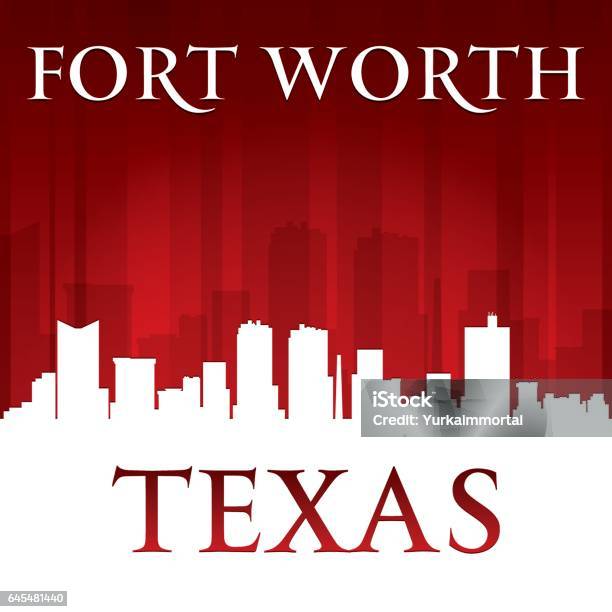 Fort Worth Texas City Skyline Silhouette Stock Illustration - Download Image Now - Fort Worth, Urban Skyline, Vector