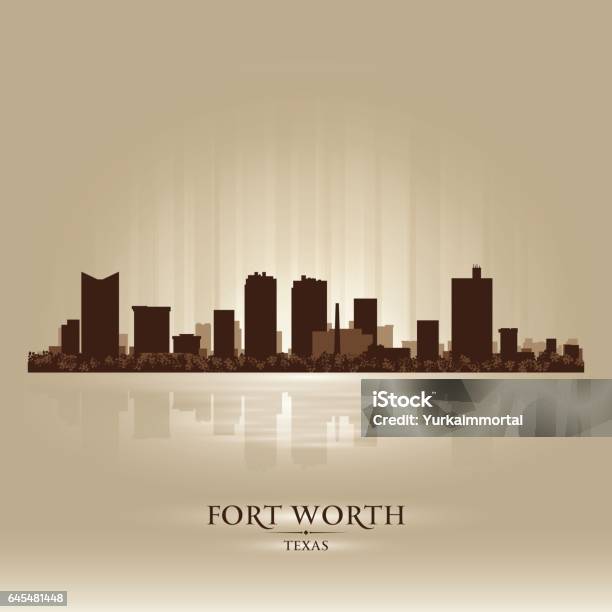 Fort Worth Texas City Skyline Silhouette Stock Illustration - Download Image Now - Fort Worth, Urban Skyline, Texas