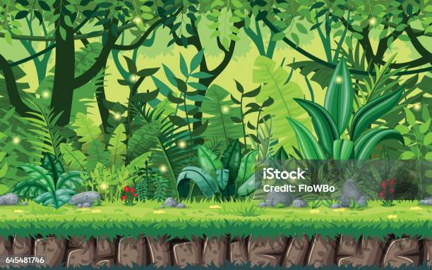 Seamless Cartoon Nature Background Vector Illustration With Separate Layers Stock Illustration - Download Image Now