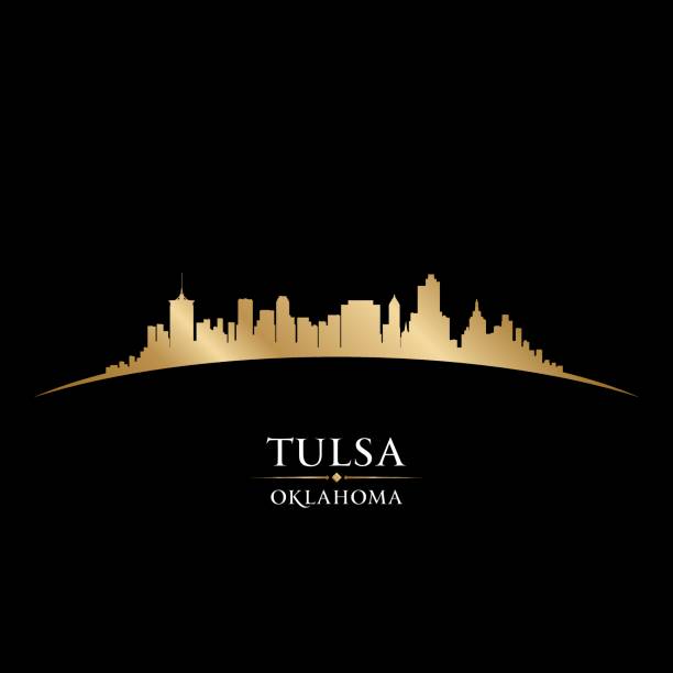 tulsa oklahoma city skyline silhouette - tulsa stock-grafiken, -clipart, -cartoons und -symbole