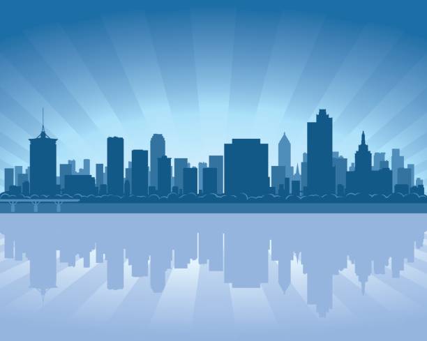 tulsa oklahoma city skyline silhouette - tulsa stock-grafiken, -clipart, -cartoons und -symbole