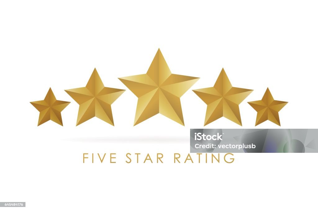 Five golden rating star vector illustration Five golden rating star vector illustration in white background. Luxury Hotel stock vector