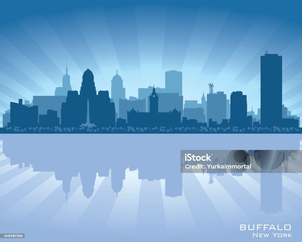 Buffalo New York city skyline silhouette Buffalo New York city skyline vector silhouette illustration Buffalo - New York State stock vector