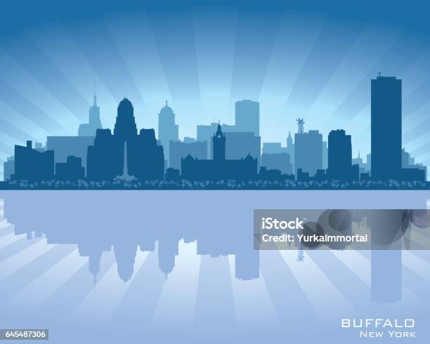 Buffalo New York City Skyline Silhouette Stock Illustration - Download Image Now - Buffalo - New York State, Urban Skyline, New York State