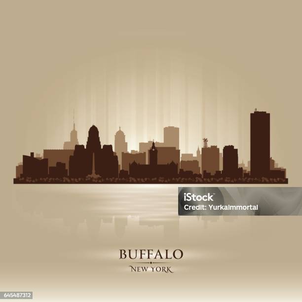 Buffalo New York City Skyline Silhouette Stock Illustration - Download Image Now - Buffalo - New York State, Urban Skyline, Architecture