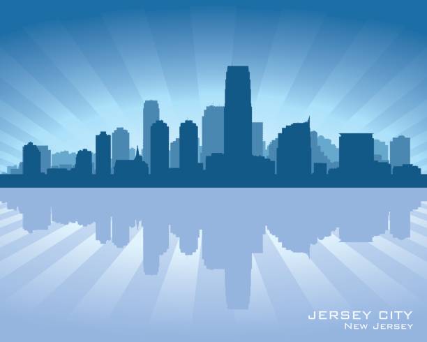 Jersey City New Jersey city skyline silhouette Jersey City New Jersey  city skyline vector silhouette illustration jersey city stock illustrations