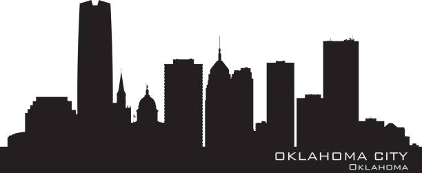 oklahoma city skyline silhouette - oklahoma city oklahoma city urban scene stock-grafiken, -clipart, -cartoons und -symbole