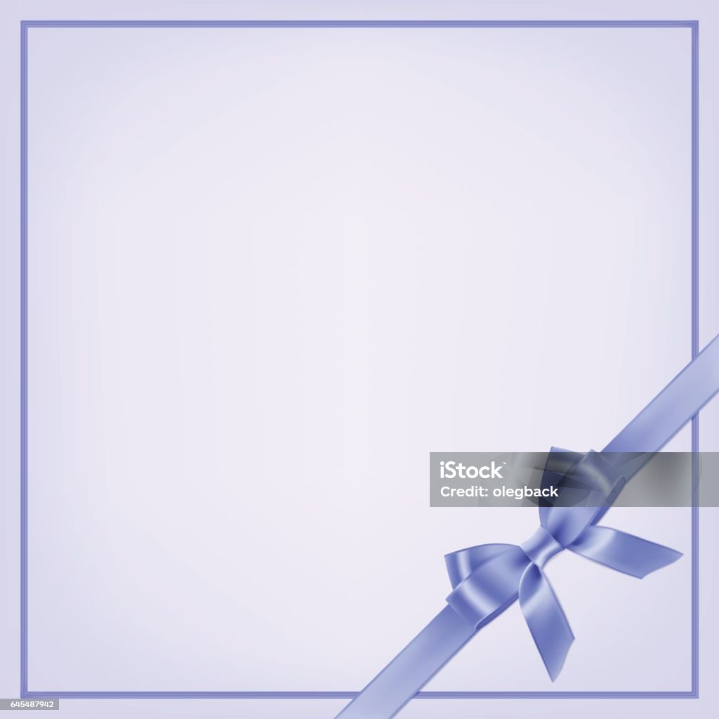 Postcard Ribbon Vector Realistic Blue Postcard Template With Ribbon And Bow Stock ...